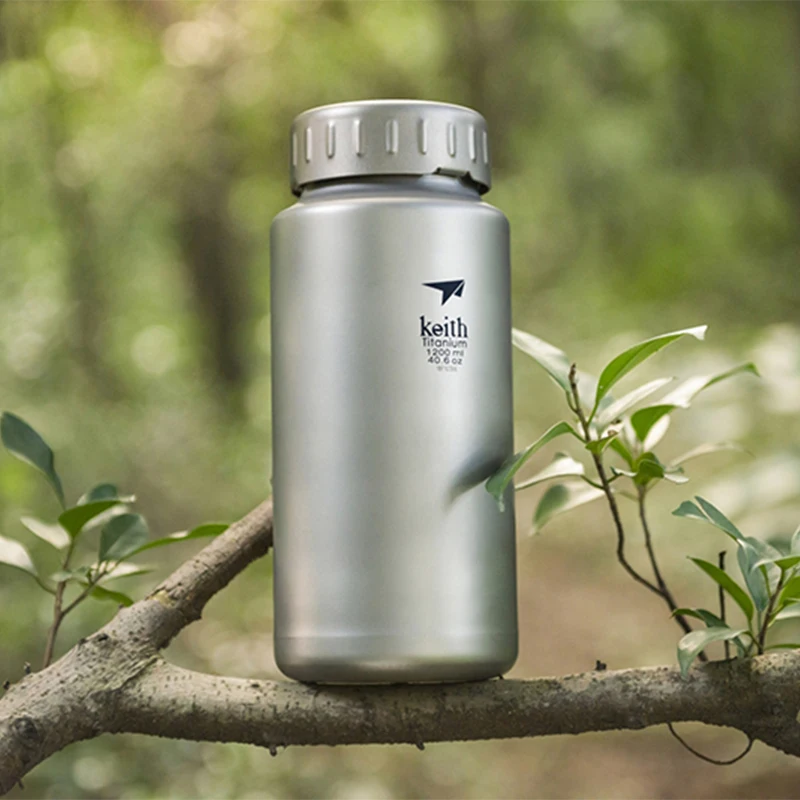 

Keith 1.2L Titanium Water Bottle Wide Mouth Non-Threaded Bacteriostatic for Outdoor Camping Hiking Sport Drinkware Ti3036