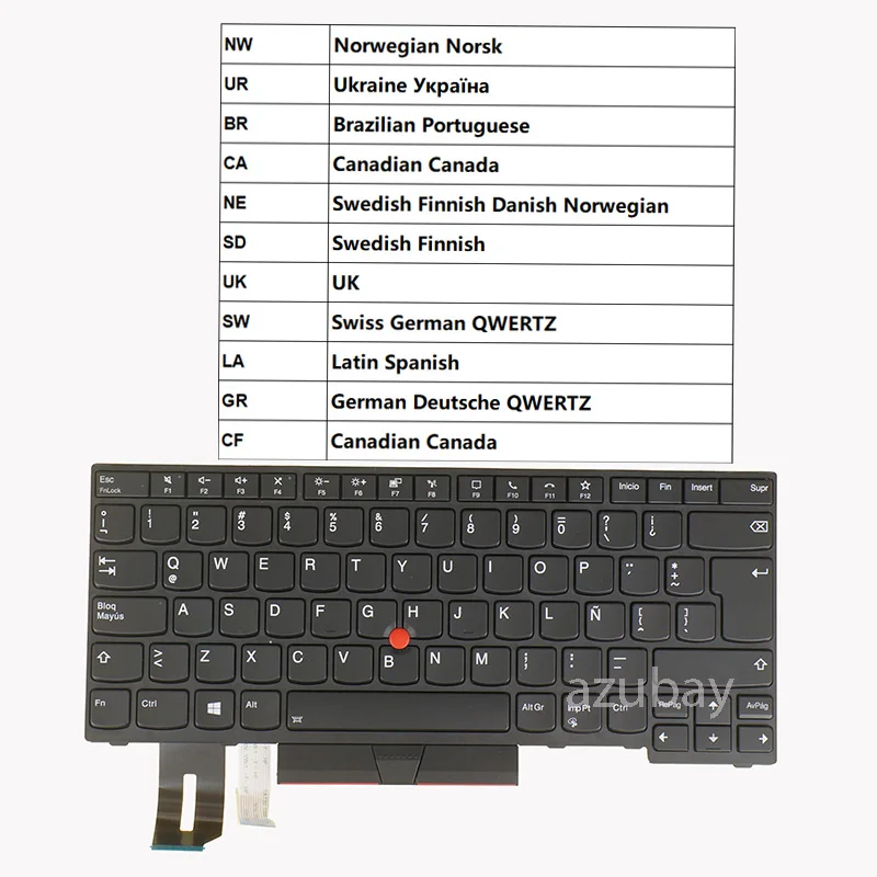 Backlight Laptop Keyboard For Lenovo Thinkpad L380 / Yoga, L390 / Yoga, P43s T480s T490 T495 NW UR BR CA NE SD UK SW LA GR CF