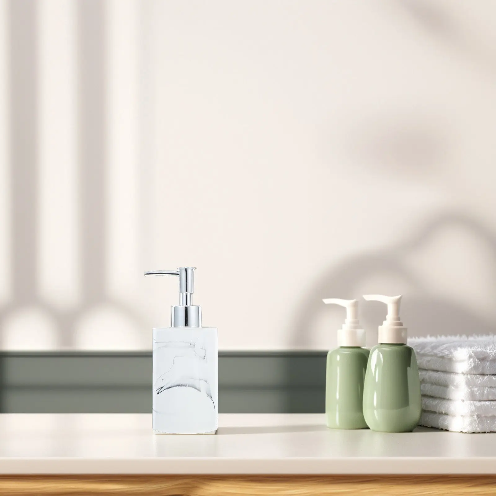 

270Ml Premium Resin Press Pump Dispenser Refillable Liquid Bottle for Hand Dish Soap Bathroom Decor Countertop