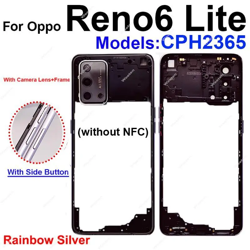 Middle Frame For OPPO Reno6 Lite Reno 6Z Middle Frame Housing Cover with Lens Frame Buttons Replacement