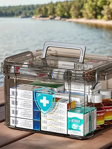 Clear Medicine Organizer Storage Box with Tray, Thickened Medicine Container Chest, Multipurpose Medical Case with Labels