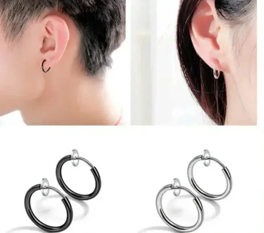Non-pierced Earrings Clip On Retractable Earrings Men Women Ear Clips Classic Hip-hop Hoop Ear Bone Buckle Earrings Accessories
