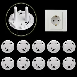 10pcs EU Power Socket Protection Cover Bear Thickened Kids Safety Electrical Outlet Anti Electric Shock Plugs Protector Covers