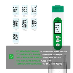 5 in 1 TDS EC SALT S.G TEMP Water Quality Tester Digital TDS Meter misuratore di salinità dell'acquario marino per acquario piscina