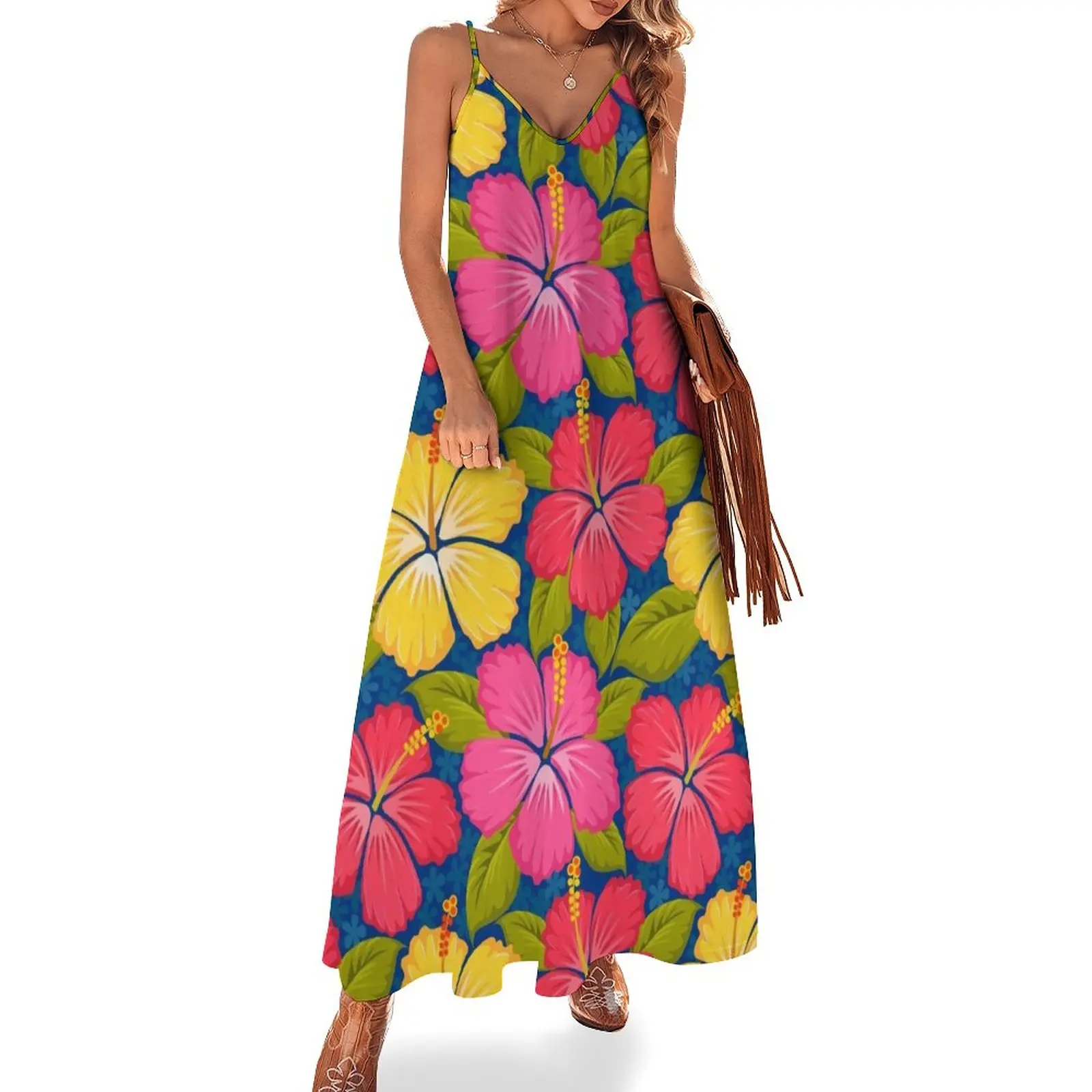 

Colorful Flowers Water Color Sleeveless Dress sexy dress beach outfits for women women's elegant loose dresses