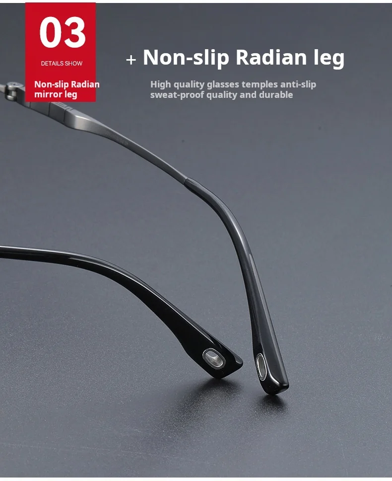 YIMARUILI Herren-Business-Titan-Brille, ultraleicht, Retro-Stil, quadratisch, große Größe, optisches Brillengestell 70809 – Detail 7