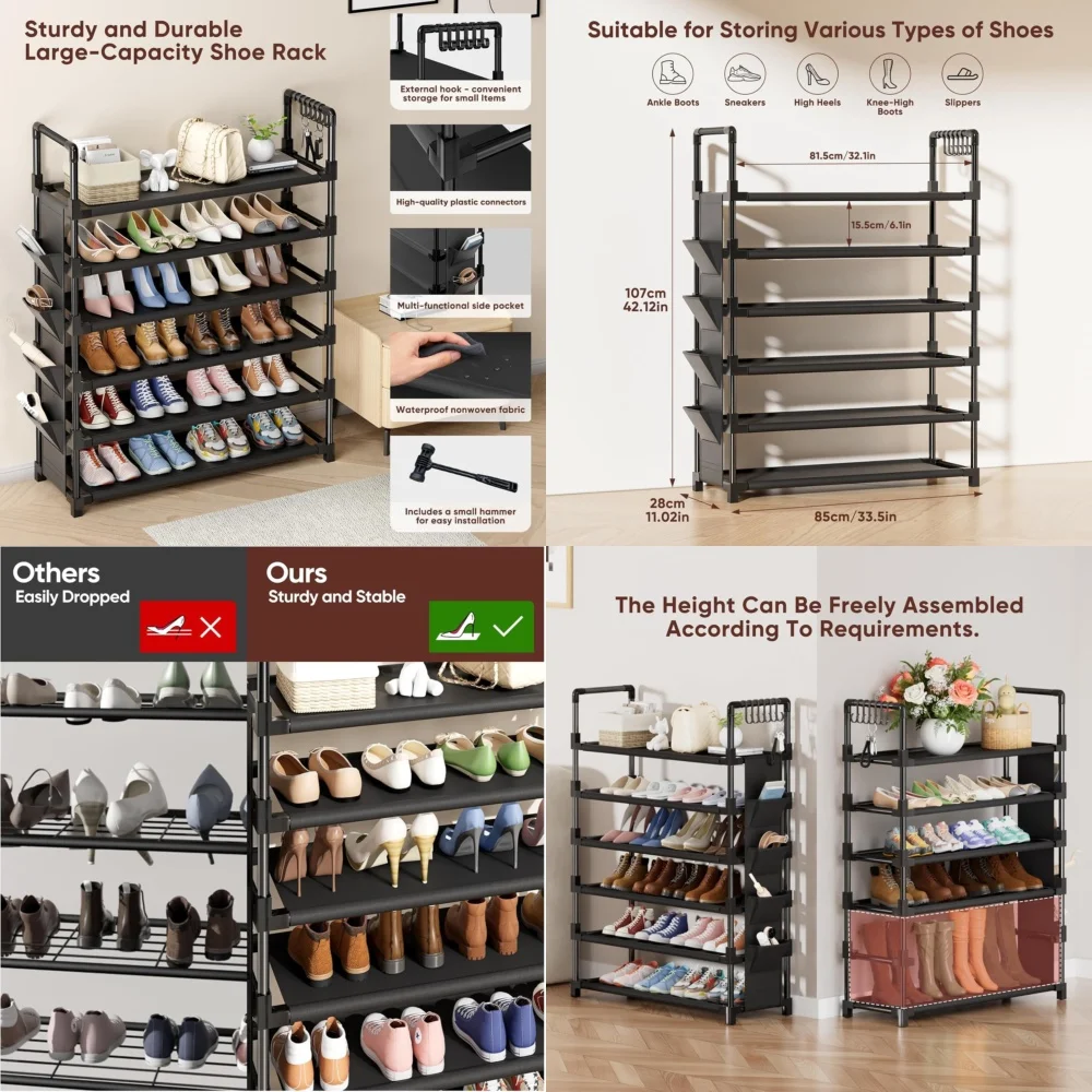 

Shoe rack6 Tier Shoe Rack Organizer Adjustable Metal Shoe Storage for 24 30 Pairs Entryway Closet Space Saving Footwear Shelf