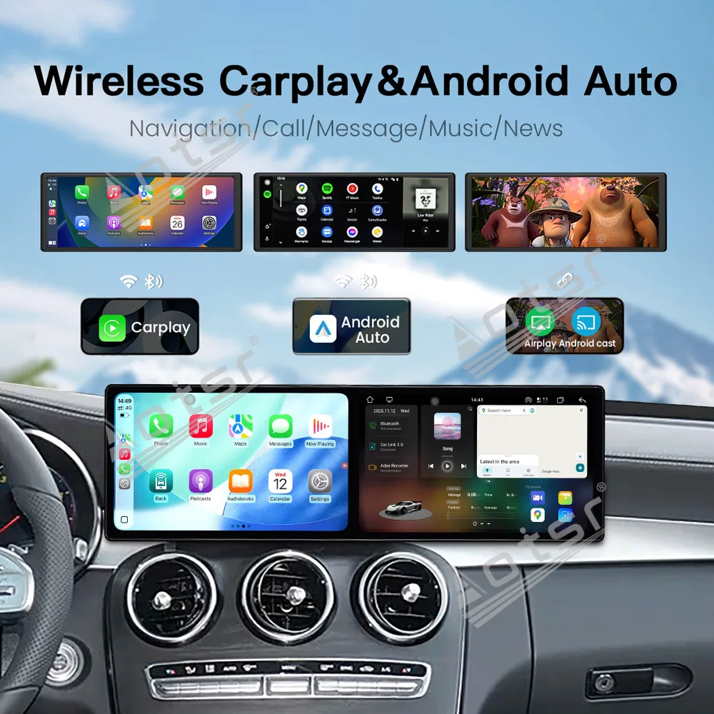 Dual Screen Car Radio For Mercedes Benz C GLC W205 2020 2021 Car Multimedia Video Player GPS Navigation Carplay Unit Car Radio