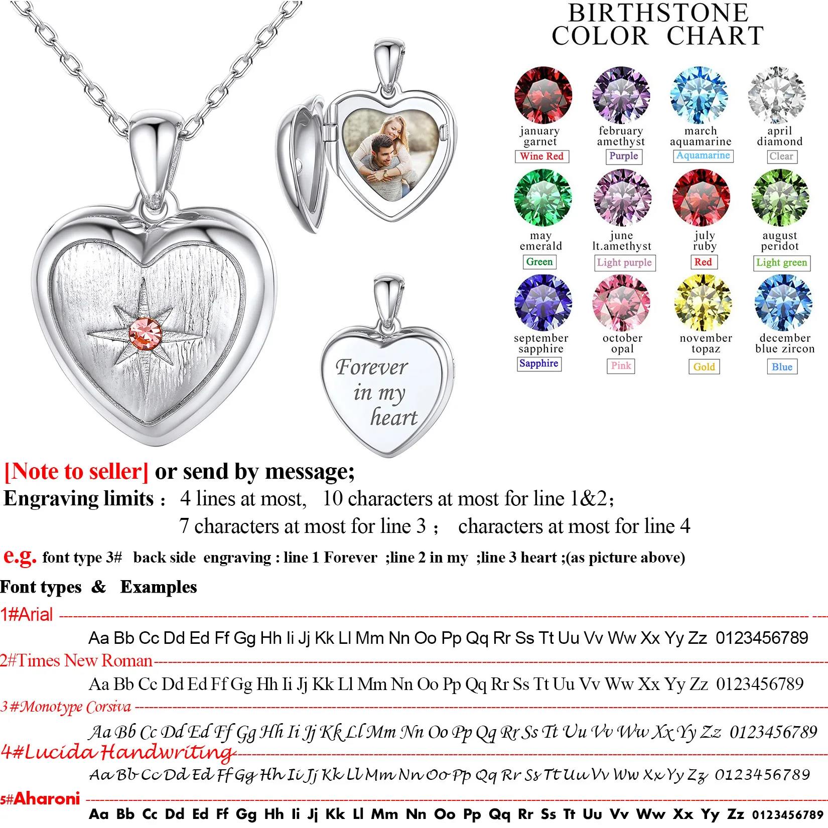 Imagem -02 - Personalizado 925 Prata Coração Foto Locket Colar com Birthstones Laser Grave Memorial Imagem da Família Jóias Personalizadas u7