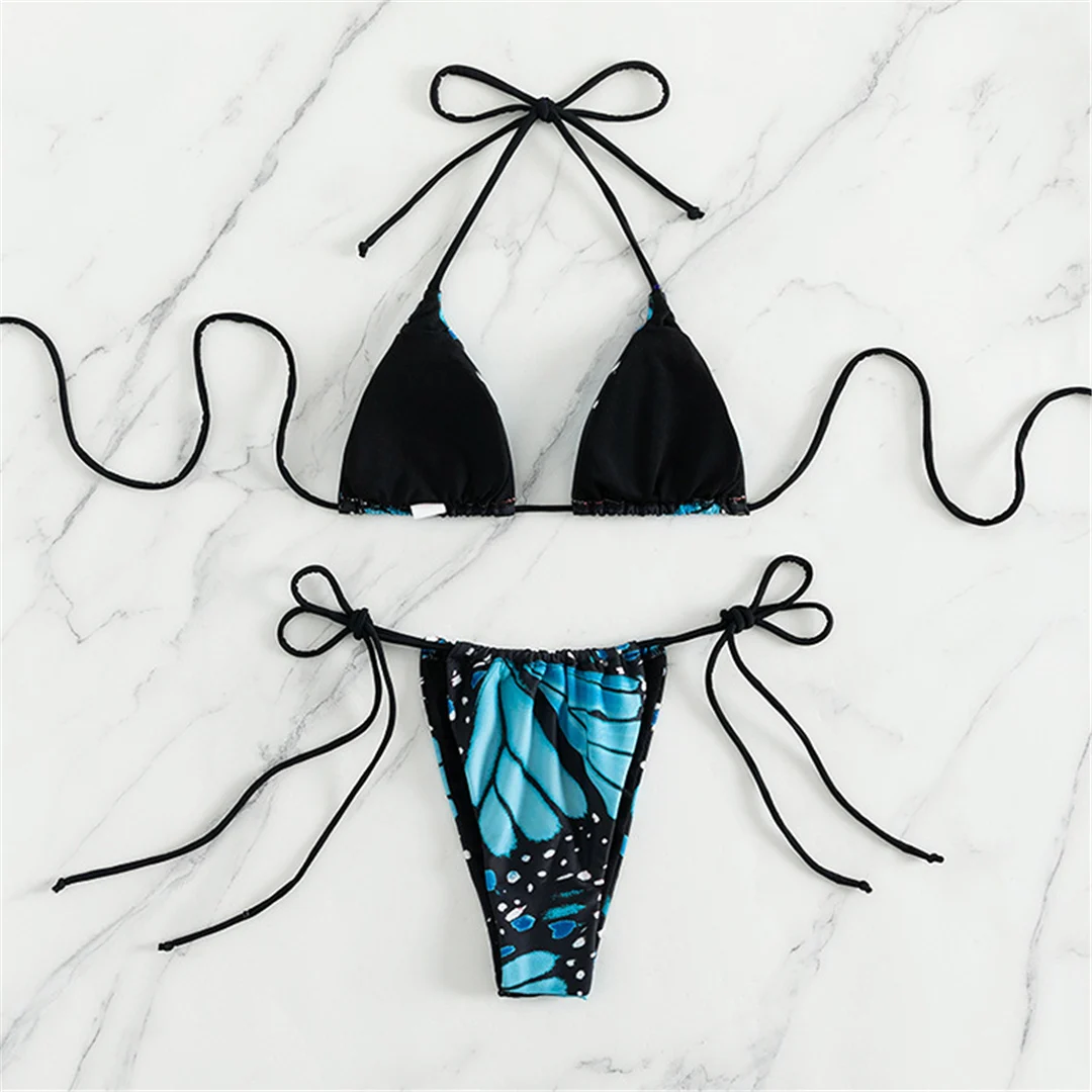 S - XL Sexy bedruckter Neckholder-Bikini mit Polsterung, Damen-Badeanzug, zweiteiliger Bikini-Set, Badebekleidung, Badeanzug, Schwimmbekleidung V4910 – Detail 33