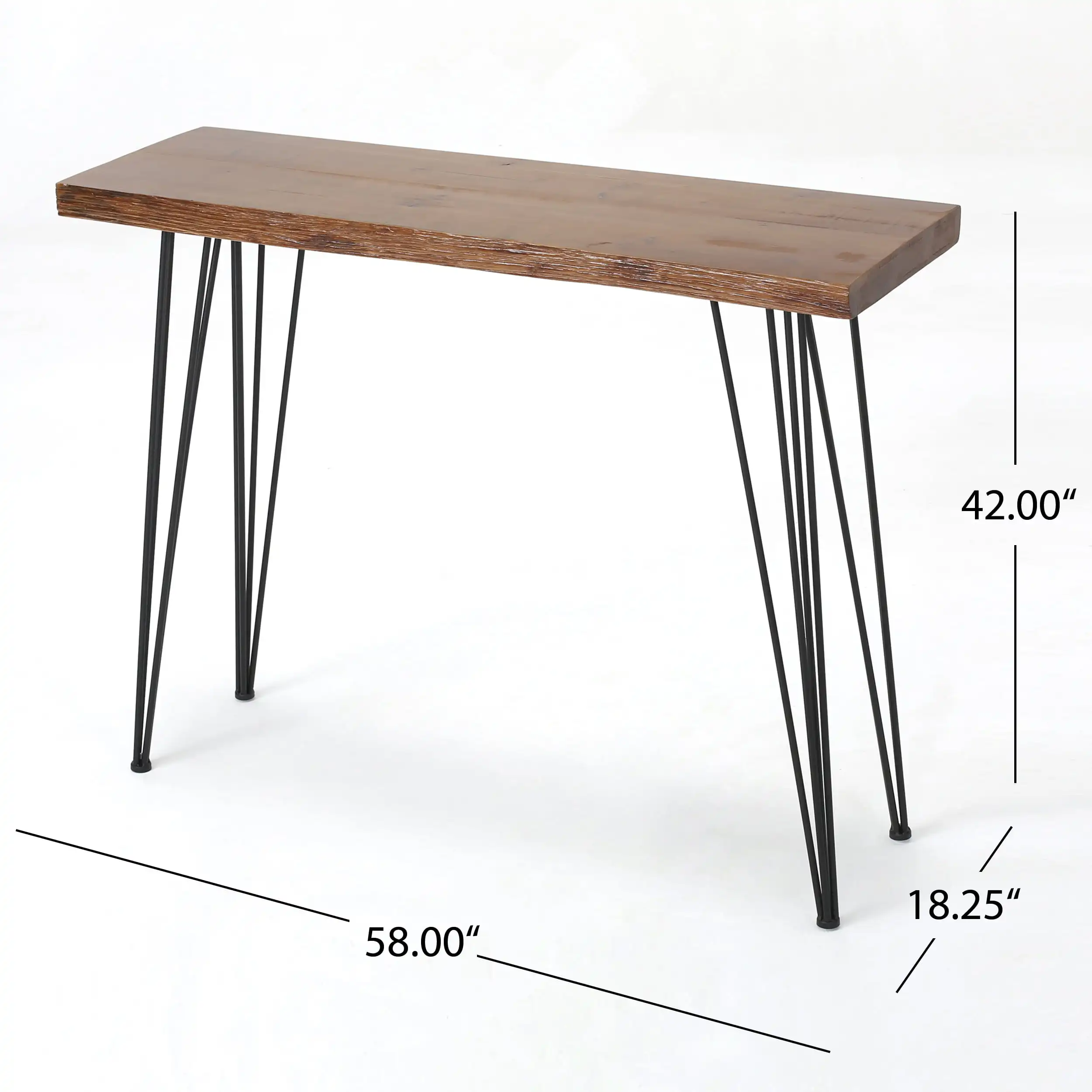 Industrial Faux Live Edge Rectangular Bar Table Kitchen Bistro Pub Table, Natural Finish