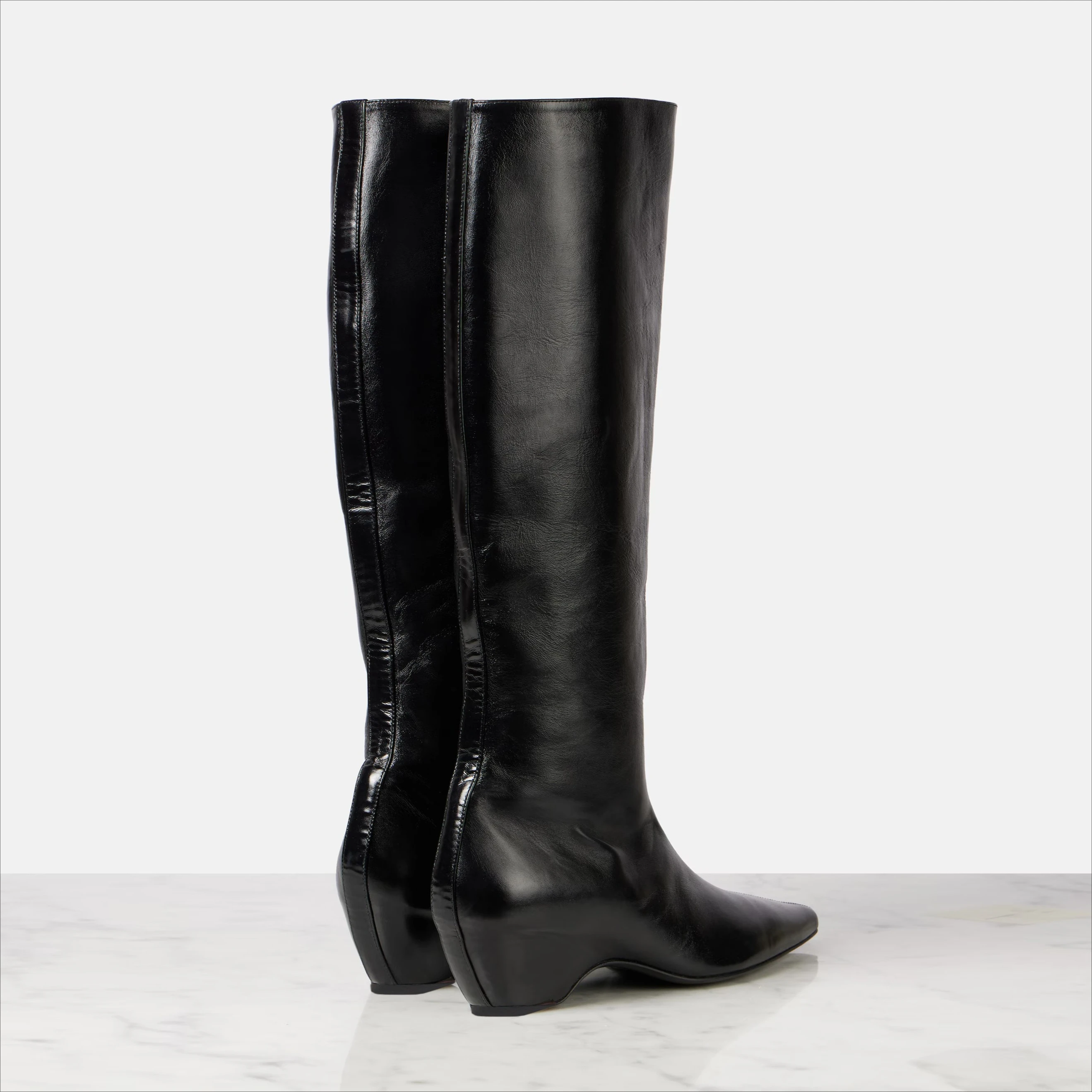 Women's Knee High Wedge Boots - Leather, Warm & Stylish