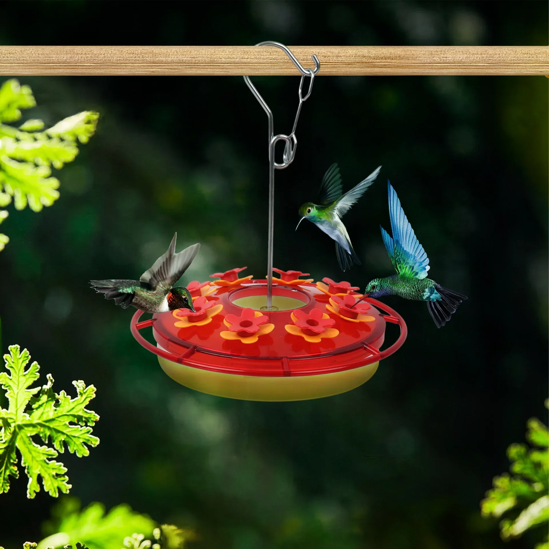 Hummingbird Feeder with 8 Feeding Hanging Bird Feeder Ant and Bee Proof Flower Shape Hummingbird Feeder for Garden Outdoor