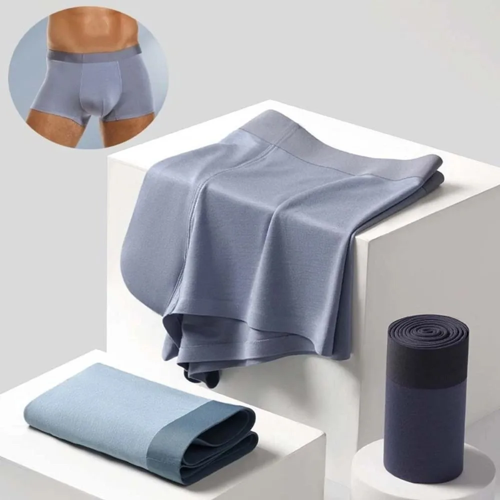 

3PCS Underpants Model Men's Flat Panties Mid Waist Large Size Boxer Shorts Male Seamless Breathable Men Underwear Male