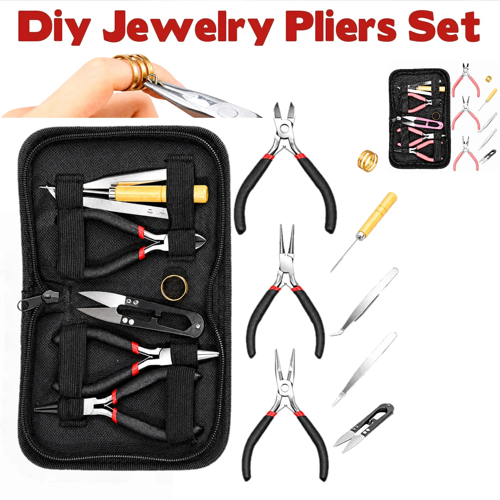 

8Pcs Jewelry Making Tool Kit with Pliers Scissor and Storage High Quality Professional Jewelry Plier Tool For Jewelry DIY Making
