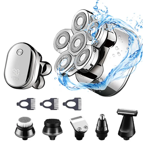 

Бритва расширенная 6 в 1, 6-лезвийная перезаряжаемая водонепроницаемая портативная бритва для лысины/машинка для стрижки волос