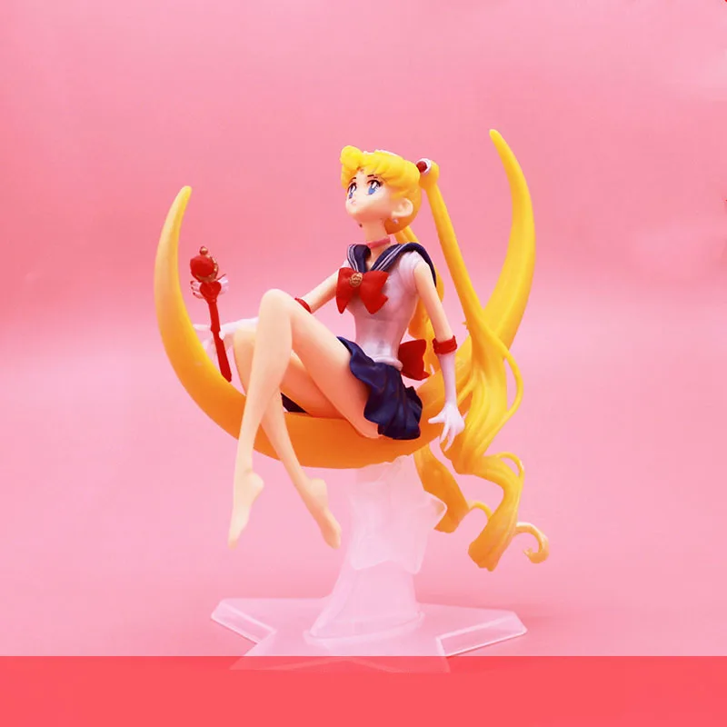 Cartoon Sailor Moon Beautiful Girl Water Ice Moon Kawaii Anime Action Figure Doll Scene Desktop Decoration Collectible Model Toy