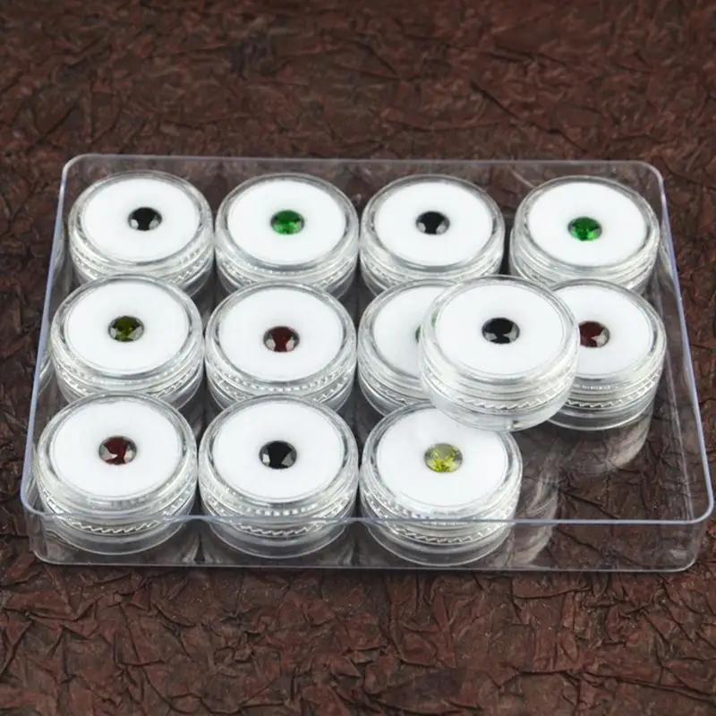 

31BB Small Acrylic Round Stone Holder Case For Jewelry Crafting Retail Display Organizing