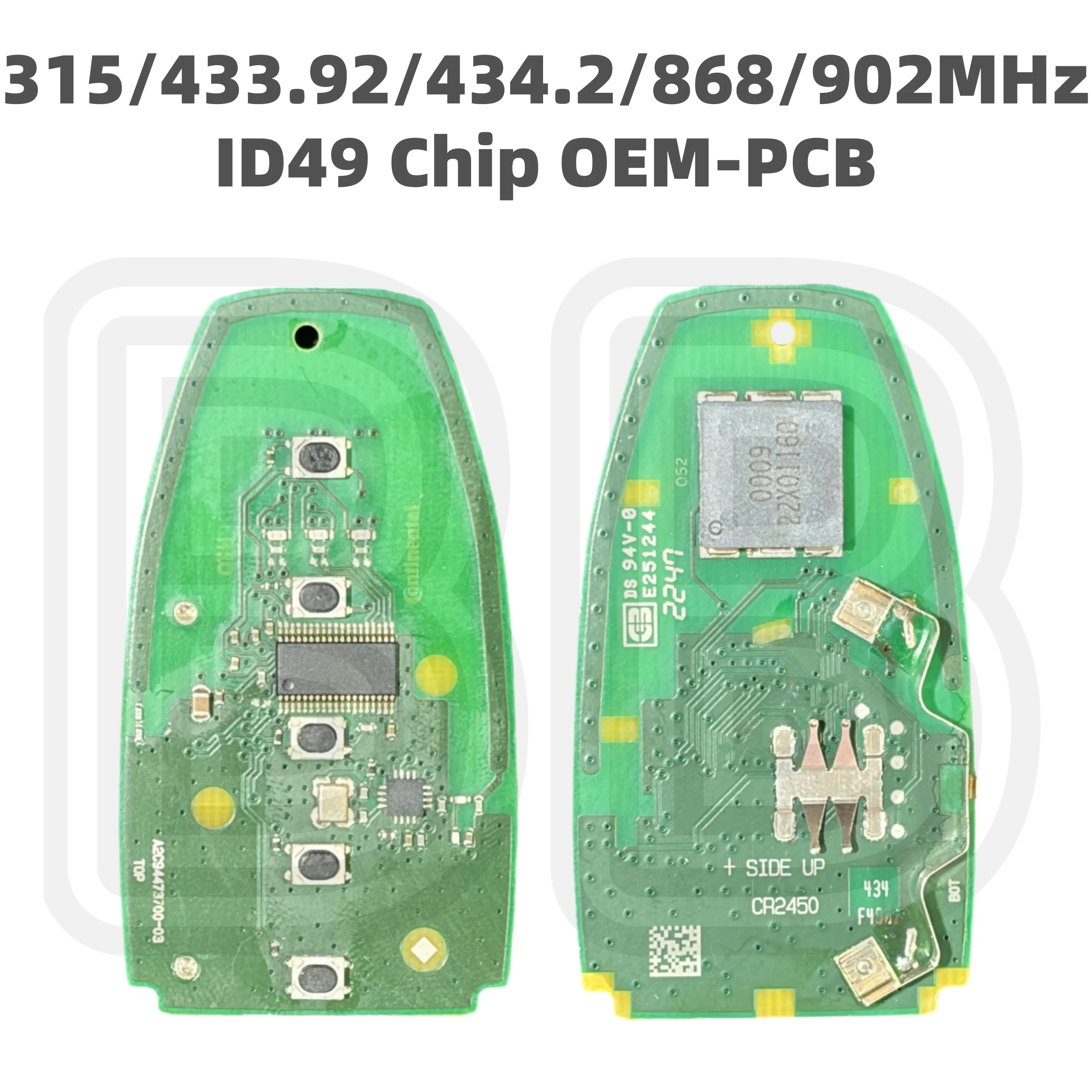 Oem-Pcb Id49Chip 315/433.92/434.2/868/902Mhz Suitable for Ford, Lincoln, Mustang Smart Key Spare Addition