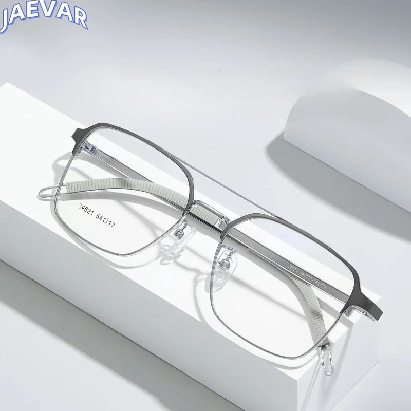 Alloy Glasses Frame Fashion Double beam men's frame ultra-light Non-slip Temples Optical Prescription Frame Female 34621