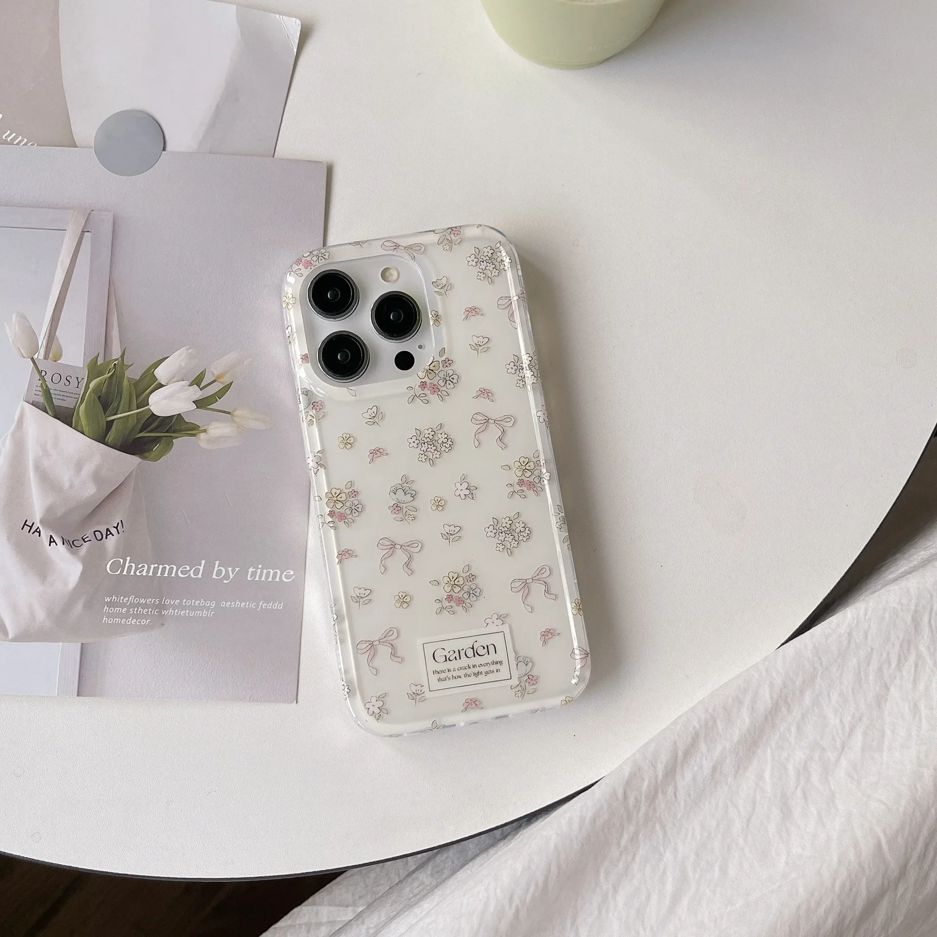 Fairy gentle bow tie flowers art girls Phone Case For iPhone 15 14 13 12 11 Pro Max Case Cute Sweet cartoon Shockproof Cover image 3
