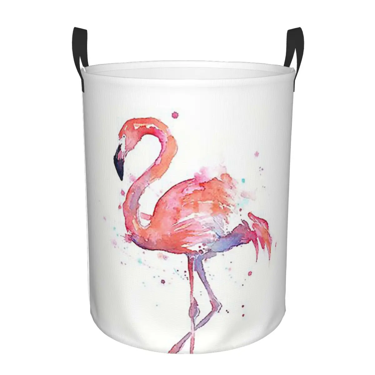 Cestas para la ropa sucia con ilustración de flamenco rosa en acuarela, cestas plegables grandes impermeables para ropa y juguetes para el hogar y los niños