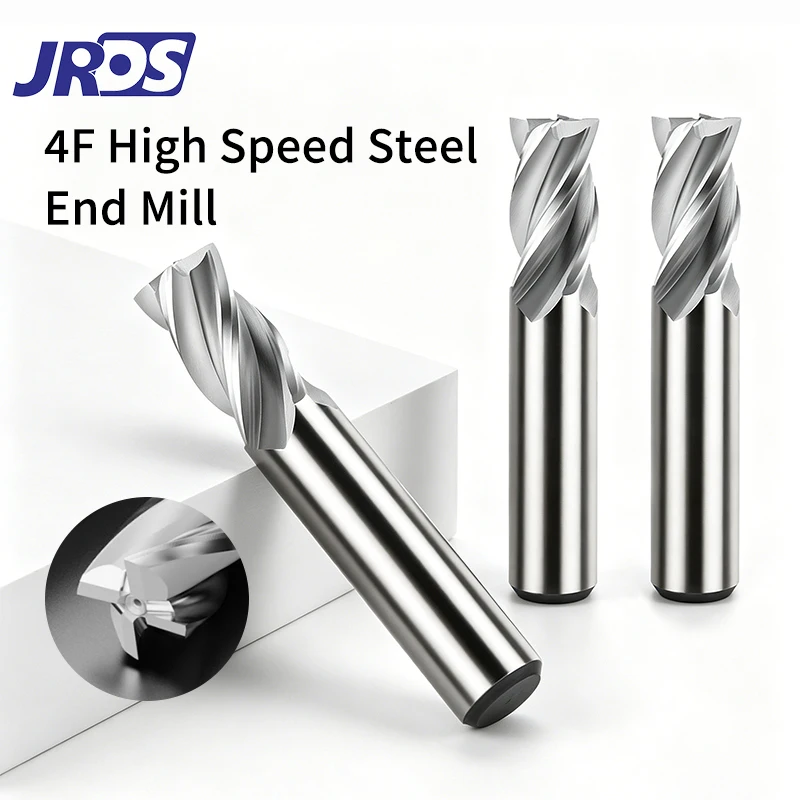 1.5-40mm 4 Flute HSS End Mill Uncoated Center Cutting Straight Shank Milling Cutter for Stainless Steel Al Copper CNC Machining