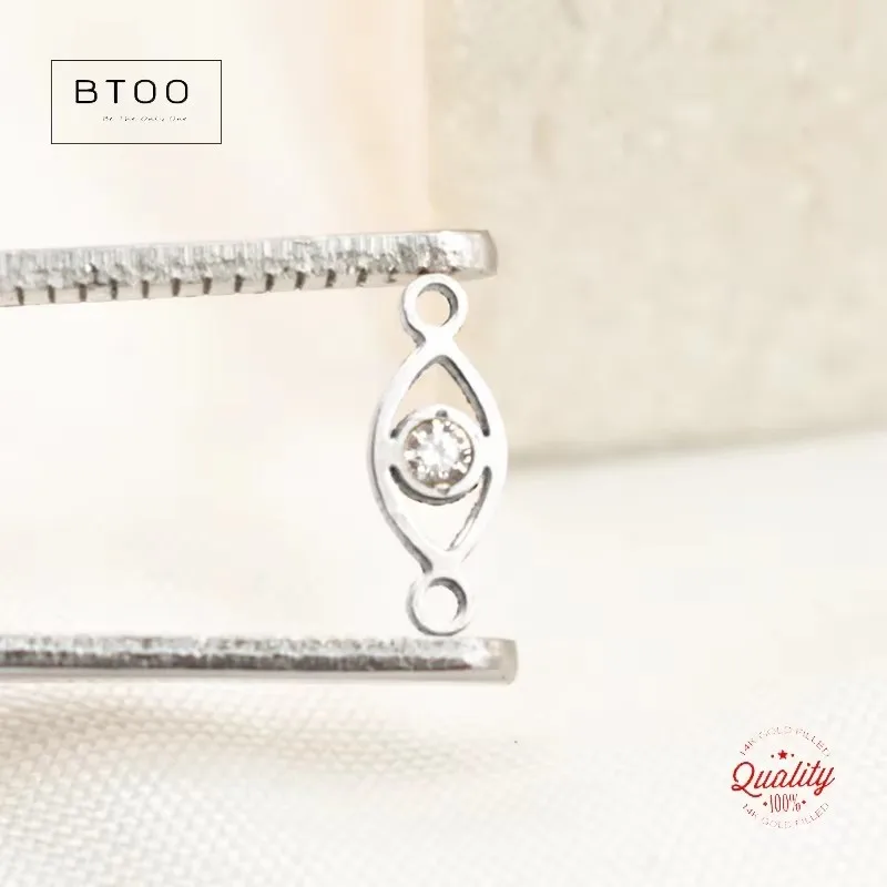 

Eye Shape Charm With CZ Connector 925 Sterling Silver For Bracelet Necklace Making Findings Silver Jewelry DIY Accessories