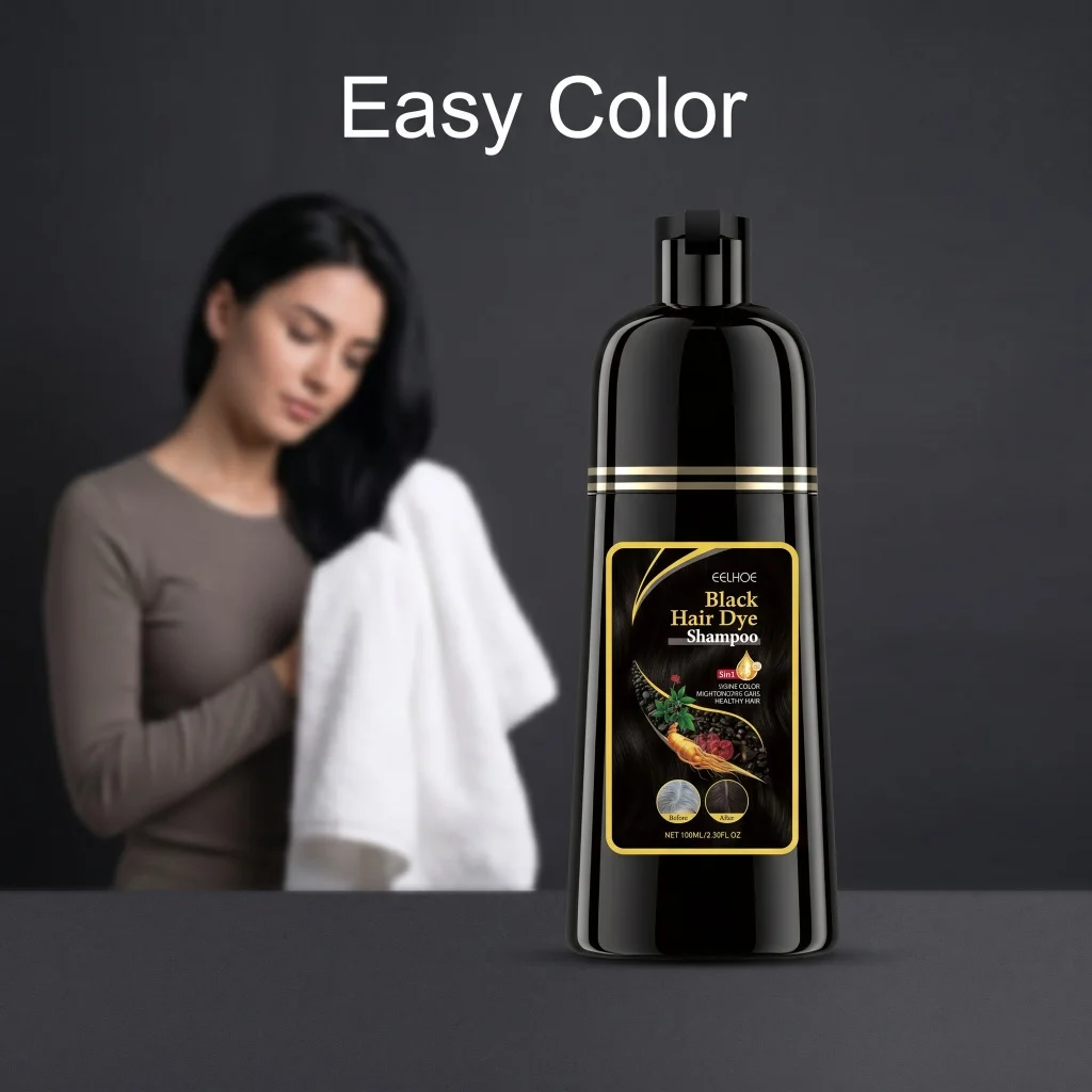 3 In 1 Black Hair Dye Shampoo Natural Plant Extract Quick Grey Cover 5 Mins Home Coloring Moisturize Shiny Hair Care Shampoo