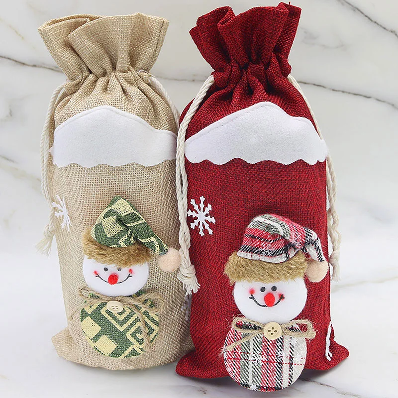 

(1 piece/pack) 30cm Christmas decoration red wine bottle set creates a festive atmosphere and desktop decoration