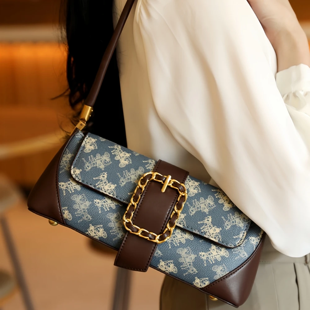 Women's Casual Printed Shoulder Bag 2024 New Luxury Underarm Bag Messenger Bag Fashion Brand Designer Trendy Crossbody Bag