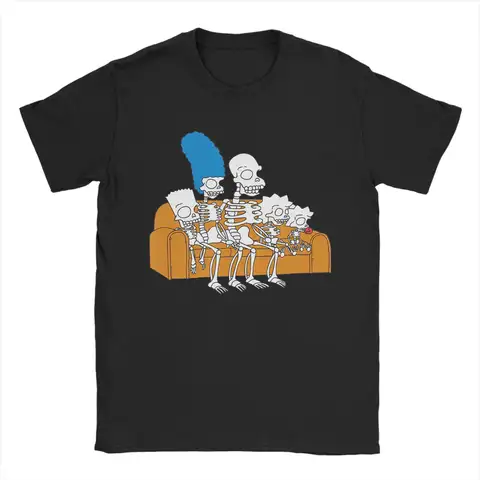 Men's The Simpson Skeletons Couch Gag Treehouse of Horror T Shirts  100% Cotton Clothing Awesome Crewneck Tees Gift Idea T-Shirt