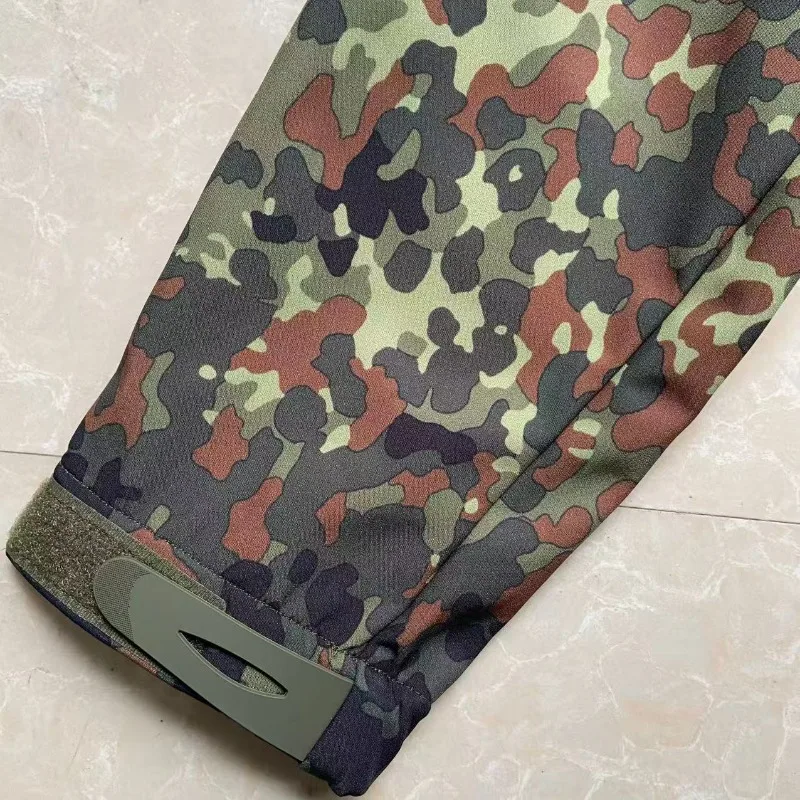 German Flecktarn Camouflage Tactical Jacket Men Winter Thermal Fleece Softshell Combat Coat Militar TAD Hooded Outwear view 3