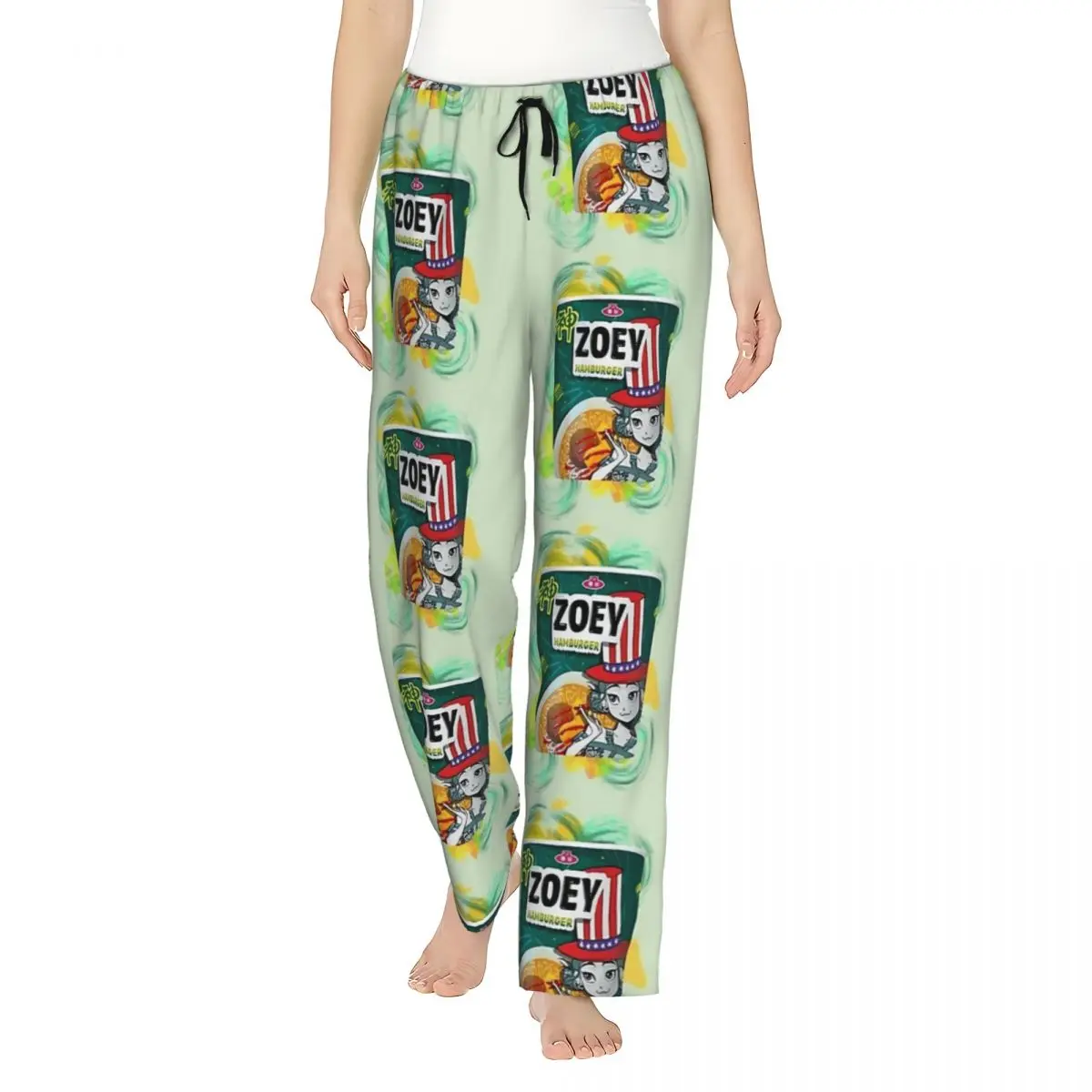 

Пижамы женские Zoey Hamburger Ramen Cup Noodle Kpop Demon Hunters ночные пижамные штаны мягкие теплые спальные штаны модная ночная рубашка