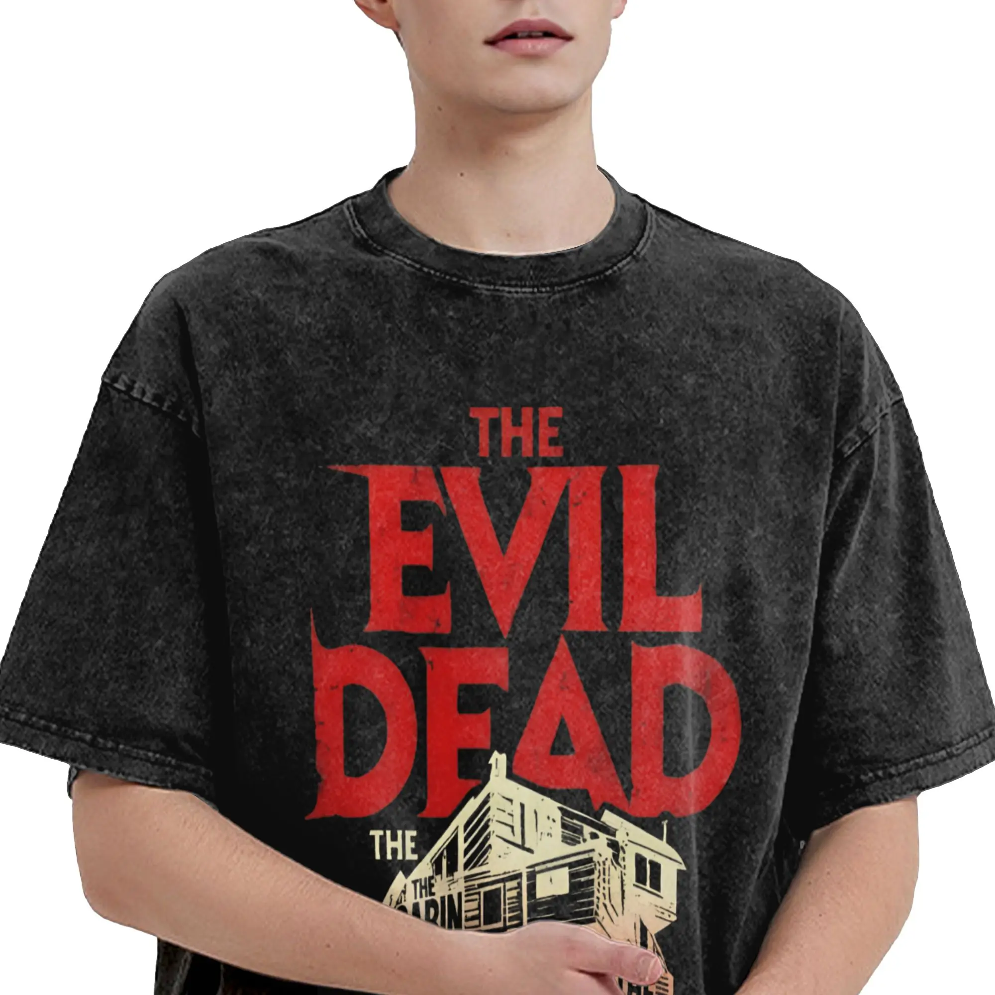 Evil Dead Burn T Shirts Hip Hop Washed Short Sleeve Oversize T-Shirts  Novelty for Men Women Streetwear Printed Tees