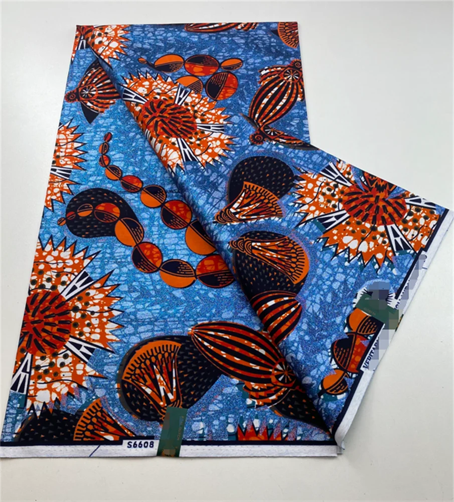 

100%Cotton Grand Golden Wax Fabric Ankara Golden Wax Flash Gold Print Batik 6 Yards Nigeria African Wax Fabric