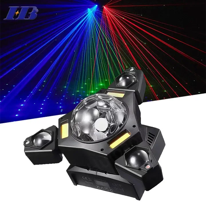 

New Factory Direct Cosmic Planet LED 4-in-1 RGBW Mobile Headlight Laser beam Stage Light 3-arm beam KTV Party Nightclub DJ