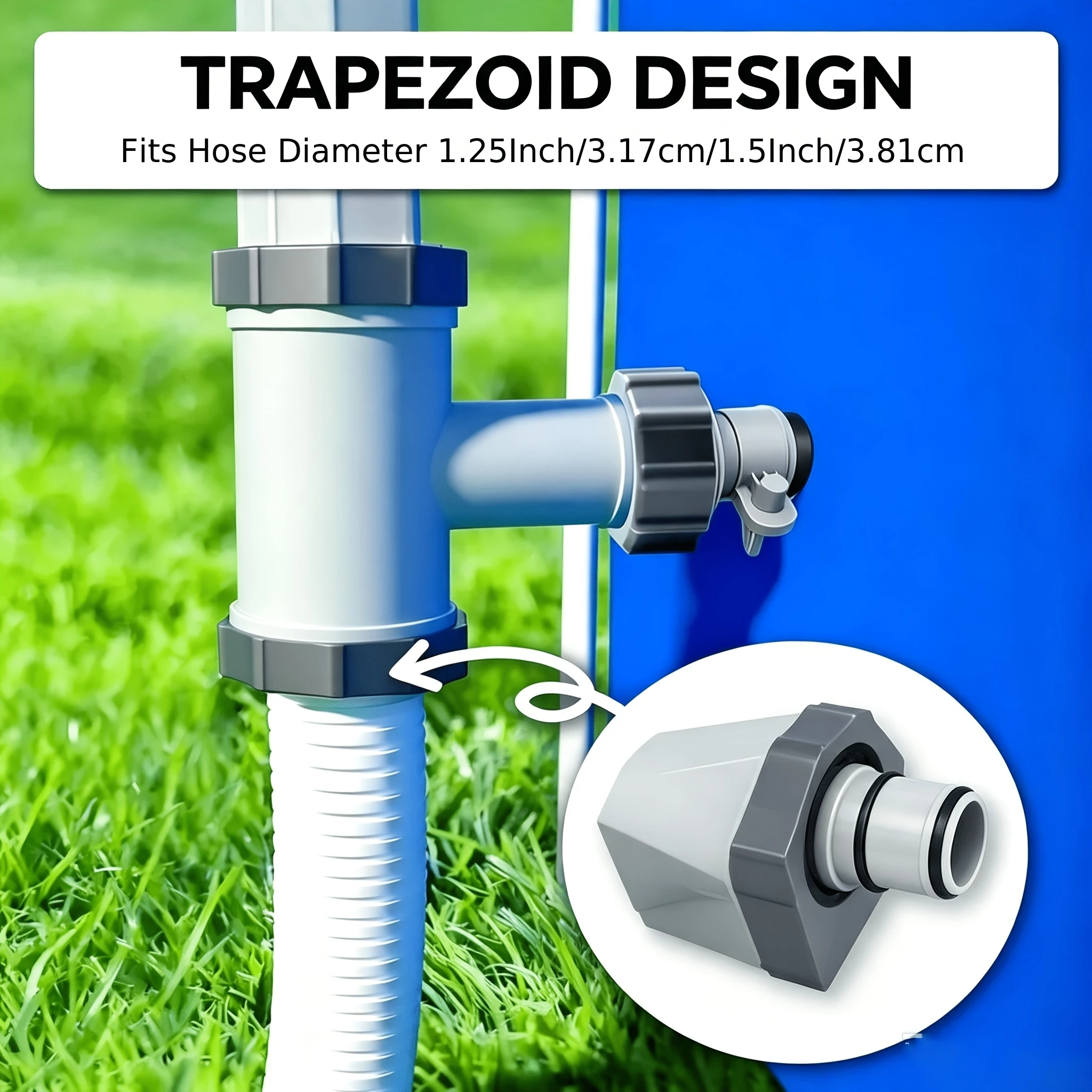 2Pcs 38mm‑32‑38mm Leak‑Proof Pool Hose Adapter for Above Ground Pool Filter Pump**