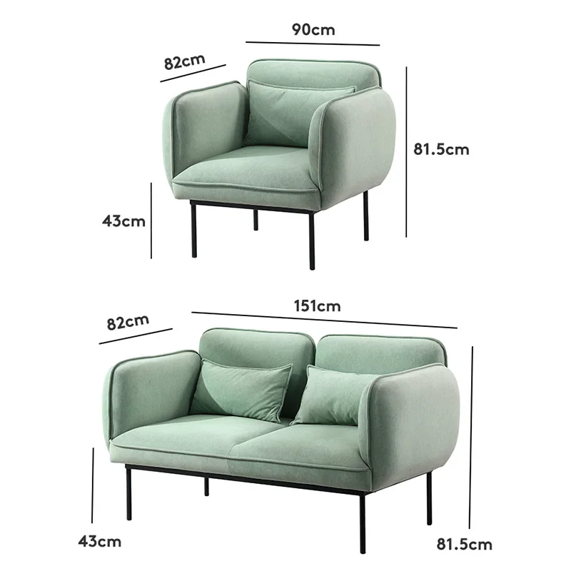 Fabric double sofa small apartment living room simple modern rental house small Nordic single lazy sofa apartment