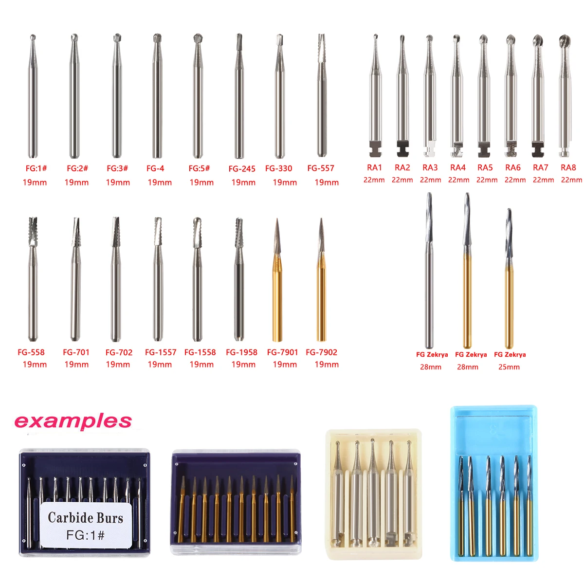 Dental Tungsten Steel Carbide Burs FG/Endo/FGXL/RA for High/Low Speed Handpiece Tungsten steel Dental Lab Or Clinic Use