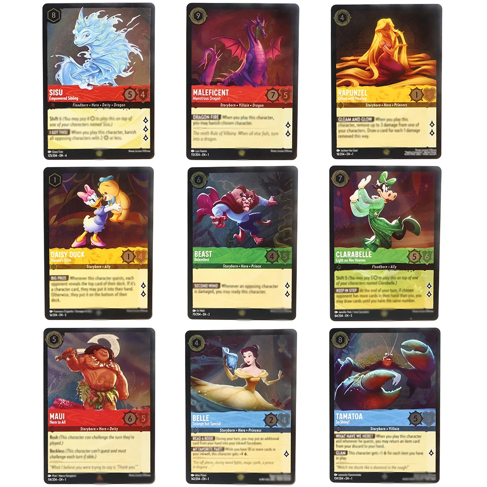 

Lorcana Proxy Chapter Cards EN 1-5 Enchanted Foil High Quality Laser Cards Mickey Mouse Tramp Jafar Bolt TCG Game Cards English