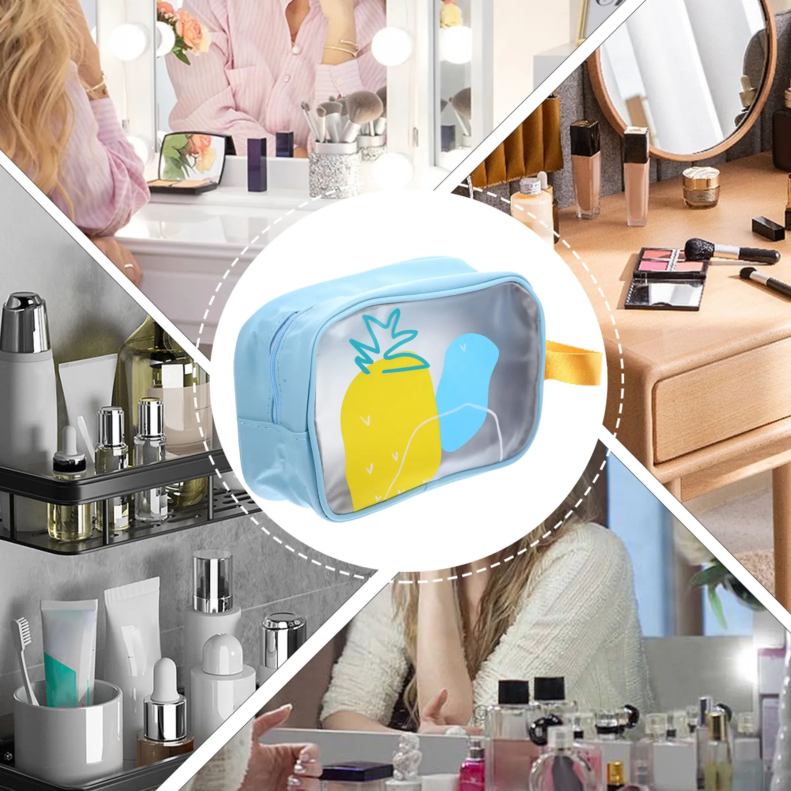 

Водонепроницаемая косметичка с разделением на сухую и влажную зоны, двухслойная конструкция, портативный органайзер для макияжа, дорожная сумка для женщин и подростков