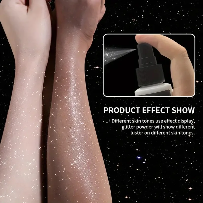 髪と体用の速乾性グリッタースプレー、唇、目、顔用のハイライターパウダー高光沢スパークル、音楽祭に最適