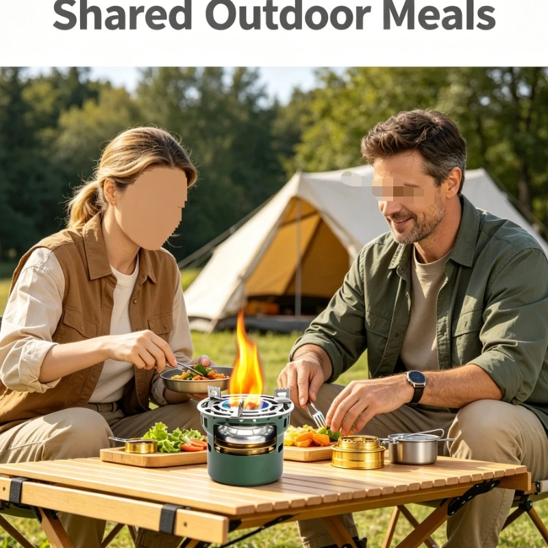 Portable Camping Stove With Windproof Design And Compact Size For Outdoor Cooking And Hiking Trips