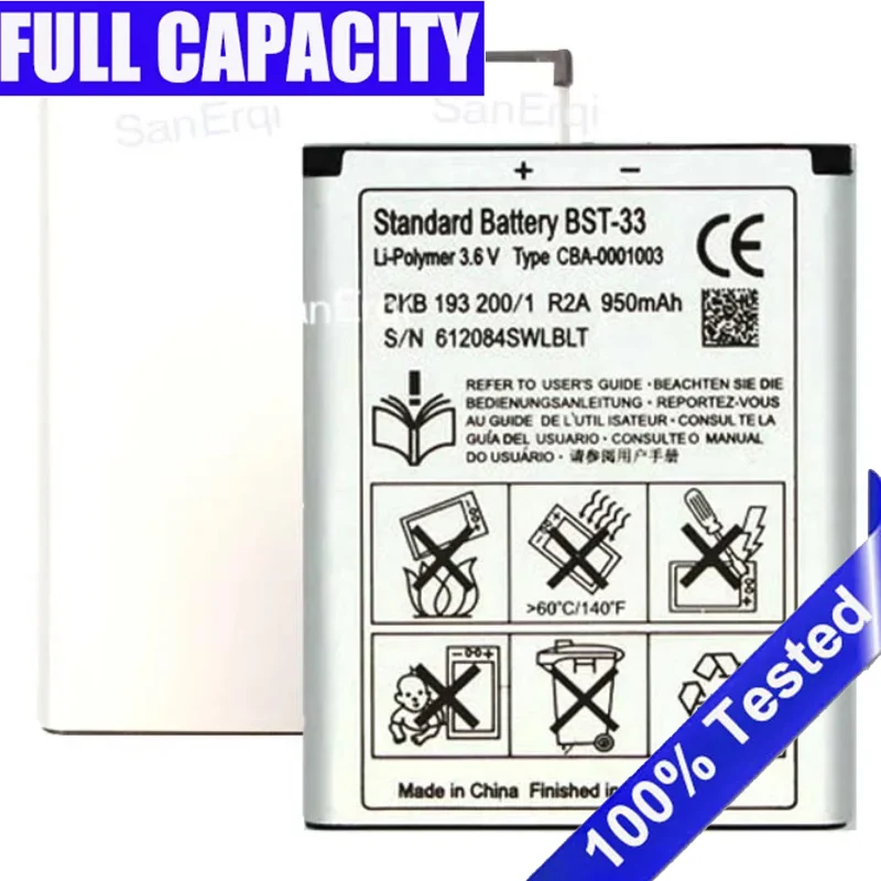 

BST-33 BST 33 Phone Battery For Sony Ericsson K530 K550 K630 K660i K790 K790i K800 K800i K810 K810i SanErqi