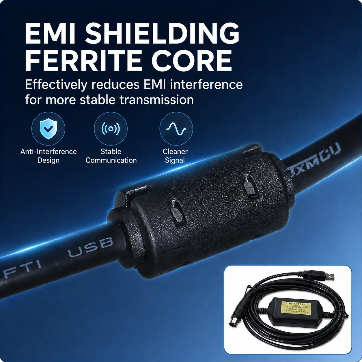 USB-ACAB230 3M PLC Programming Cable, USB to RS232 Download Lead with CH340 Chip for Delta DVP-EX ES EH EN Series