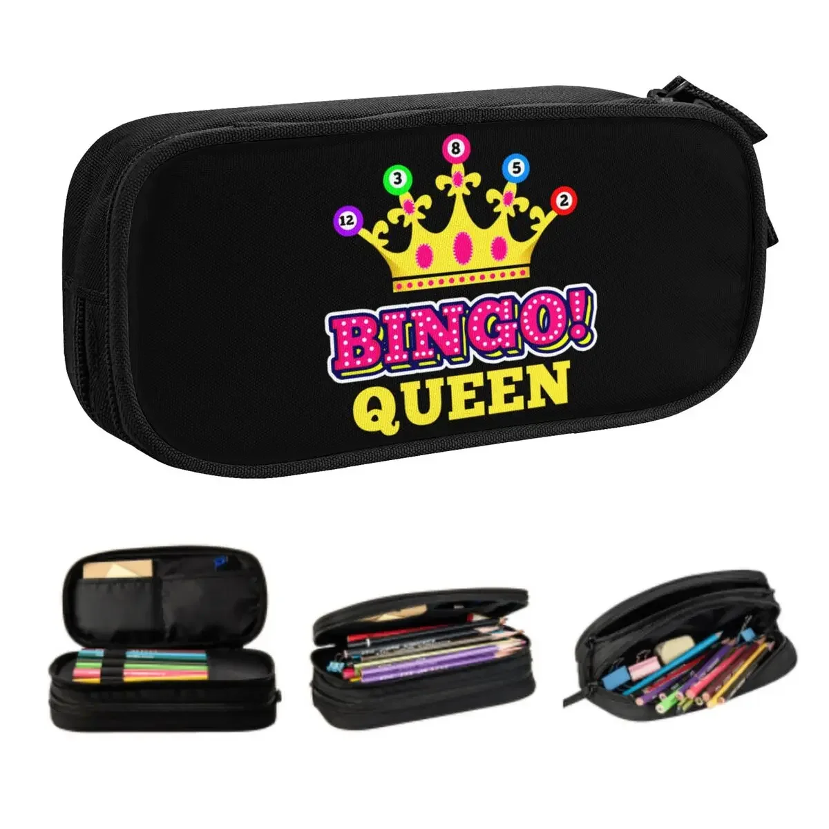 Custom Bingo Queen Korean Pencil Cases Boys Gilrs Large Capacity Pencil Box Students Stationery