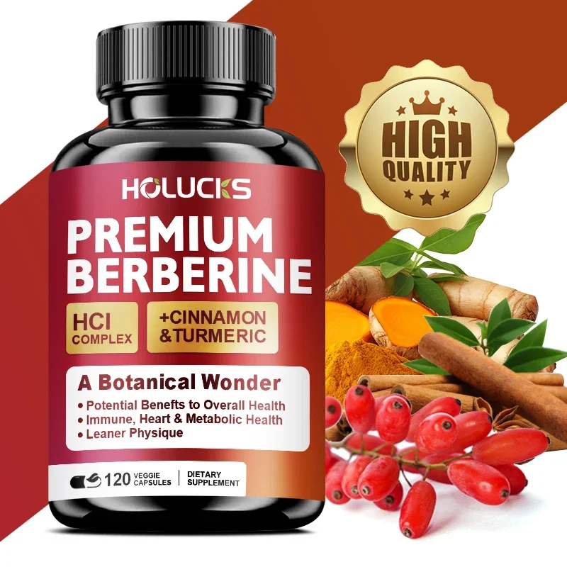 Holucks Premium Berberine HCl Complex with Cinnamon & Turmeric, Heart Health, Help Sugar Metabolism Balanced 120 Capsules