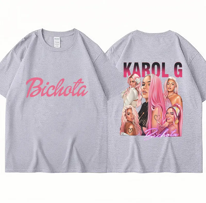 Gorąca piosenkarka Karol G Print moda T Shirt Mañana Sera Bonito mężczyźni kobiety oversize bawełniane koszulki Hip Hop odzież typu Streetwear z