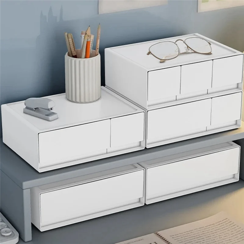 

TFORU-штабелируемый настольный органайзер, настольный пластиковый ящик для хранения школьных канцелярских принадлежностей, органайзер для мелочей, 2 ящика